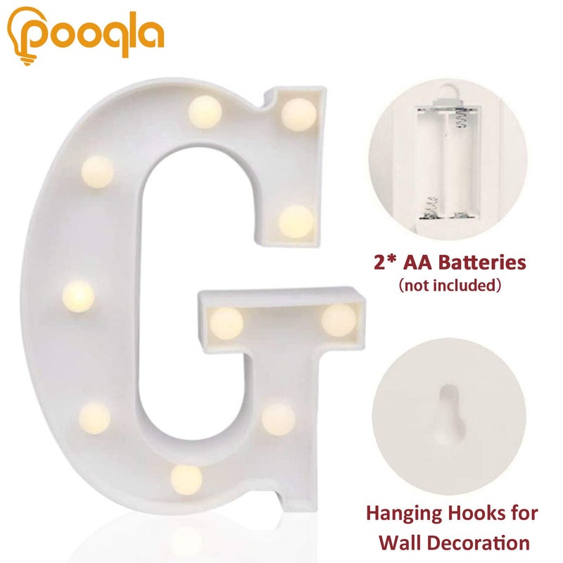Pooqla LED Marquee Letter Lights Sign, Light Up Alphabet Letter for Home Party Wedding Decoration G - Image 2